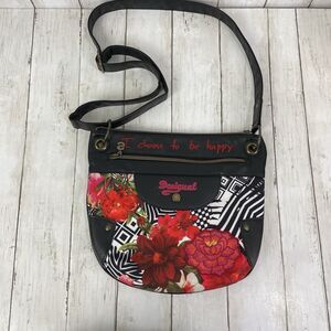 Desigual Brooklyn Crossbody Purse Floral Embroidered “I choose to be hap…
